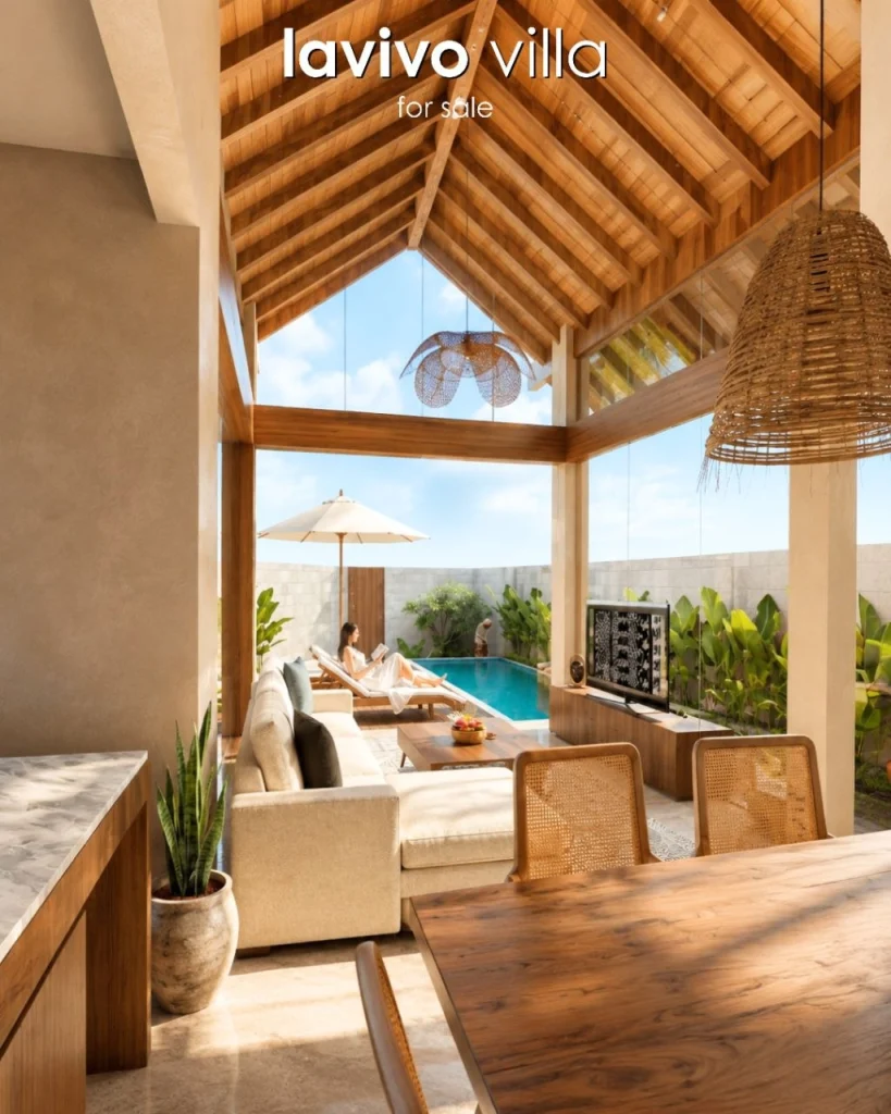 Lavivo Villa — Living room opening to the pool (artist impression)